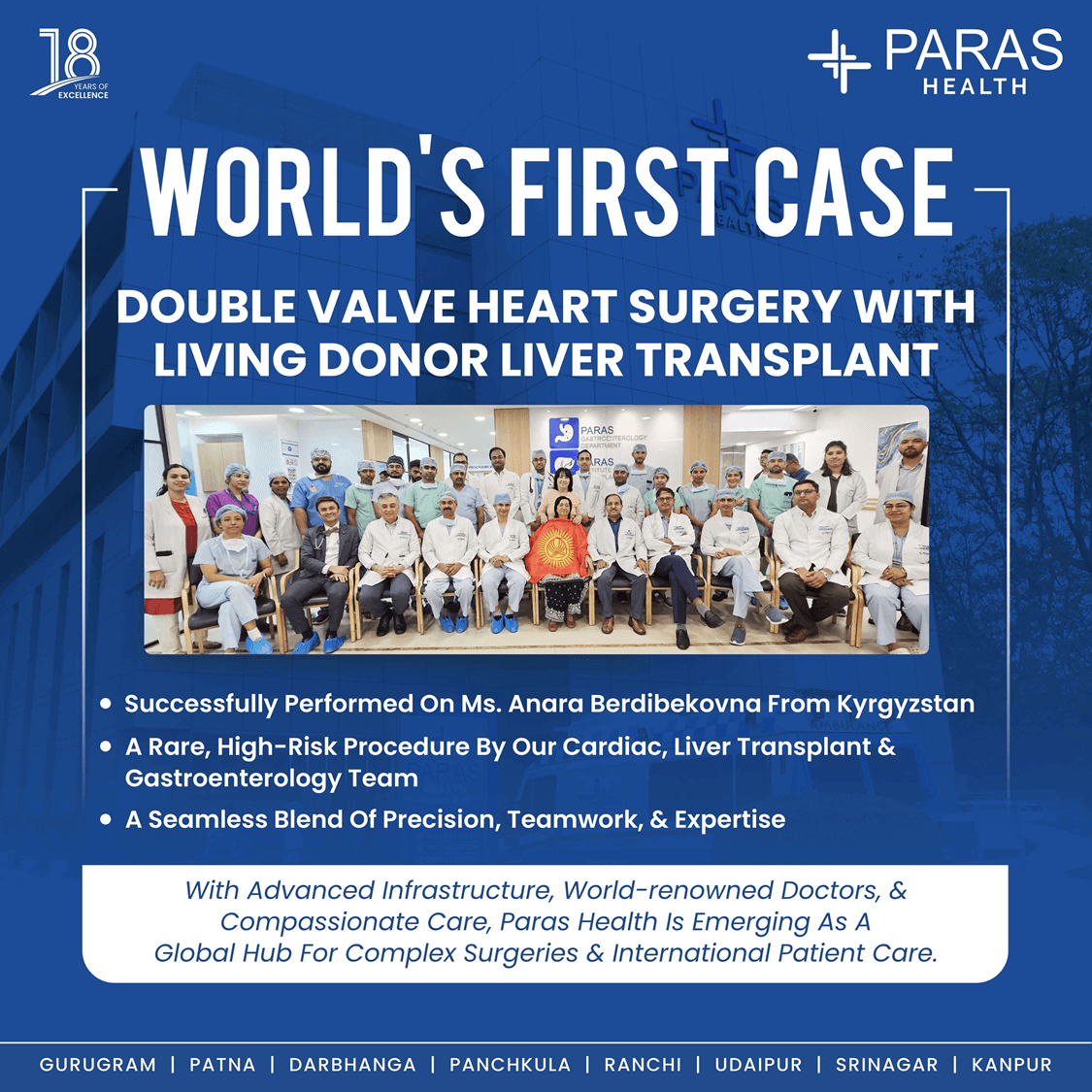 Paras Hospital News: World’s First Double Valve Heart Surgery Combined with a Living Donor Liver Transplant